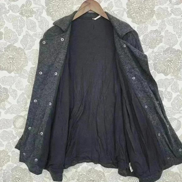 Free People Linen Blend Womens XS Gray Double Breasted Coat Jacket With Pockets - Picture 3 of 7